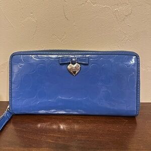 Coach Blue Embossed Wallet with Heart Charm 💙